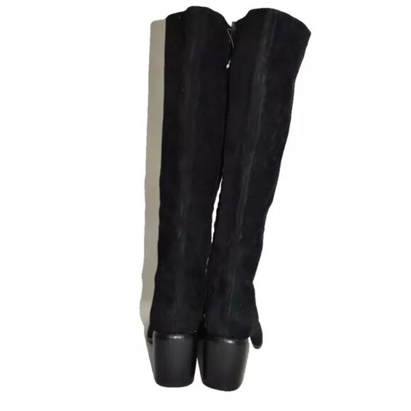 $650 VINCE Maggie Suede Tall Boots SUEDE BLOCK SQUARE BLACK 6 (MF27) - Picture 6 of 8